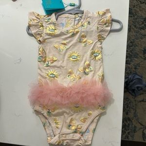 Posh Peanut Pandora Tulle ruffled bodysuit 12-18m